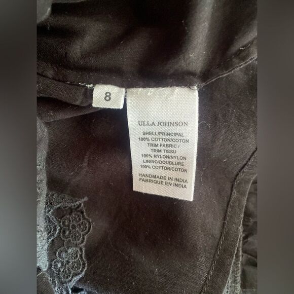 Ulla Johnson Bea Black  Midi Dress Embroidered  Ruffles Sleeve Sz 8 NWT - Picture 11 of 17